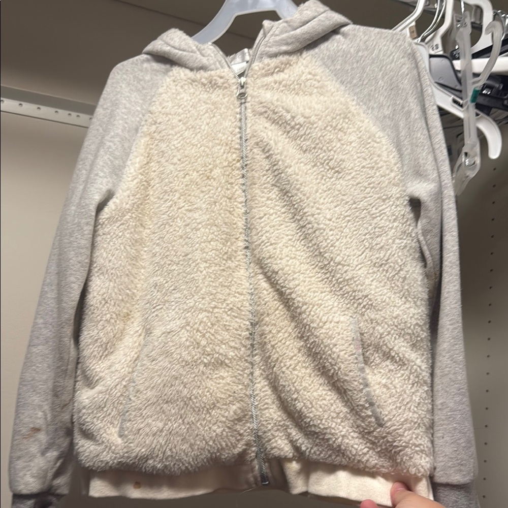 Gray and Cream Sherpa Jacket